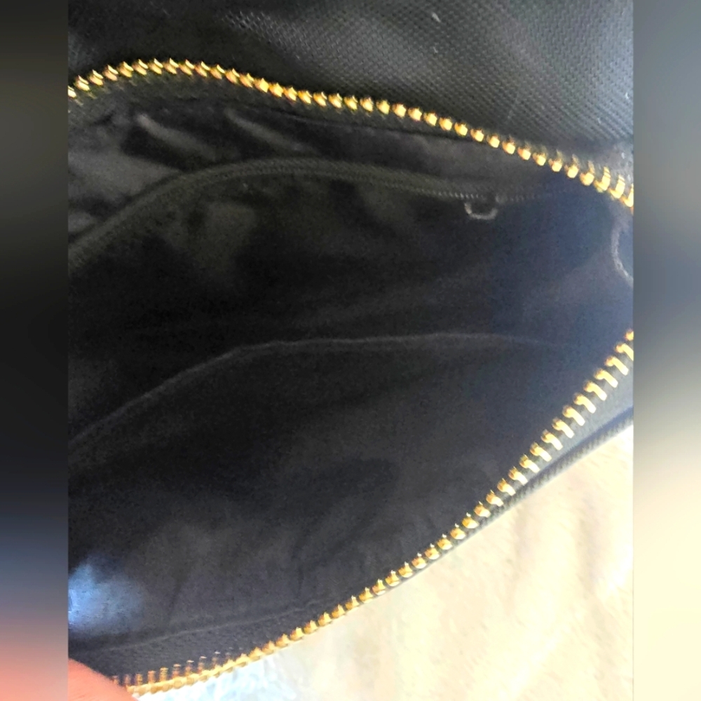 SOLD.           NWOT Versace Black Clutch/ Cosmetic Bag with Gold Accents!! - Picture 4 of 9